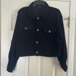 Black Corduroy Cropped Shacket